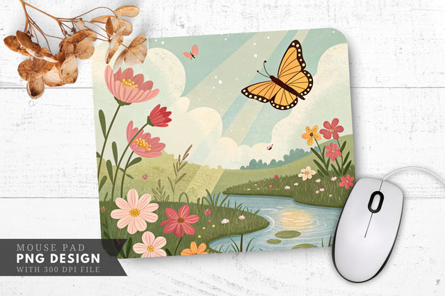 Whimsical Butterfly Haven Mouse Pad Design Sublimation Regulrcrative 
