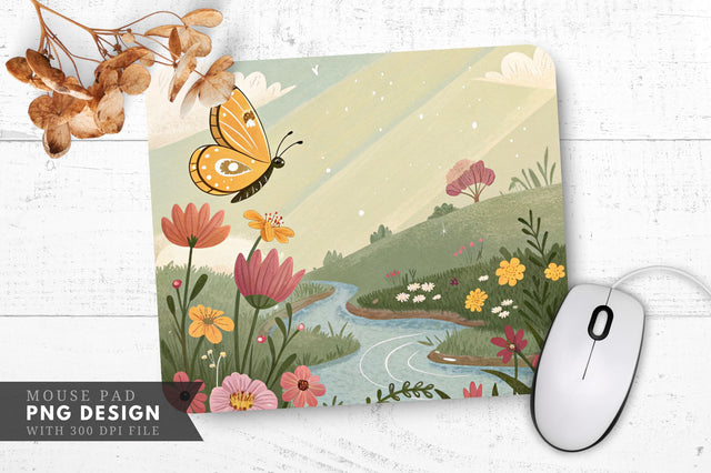 Whimsical Butterfly Haven Mouse Pad PNG Sublimation Regulrcrative 