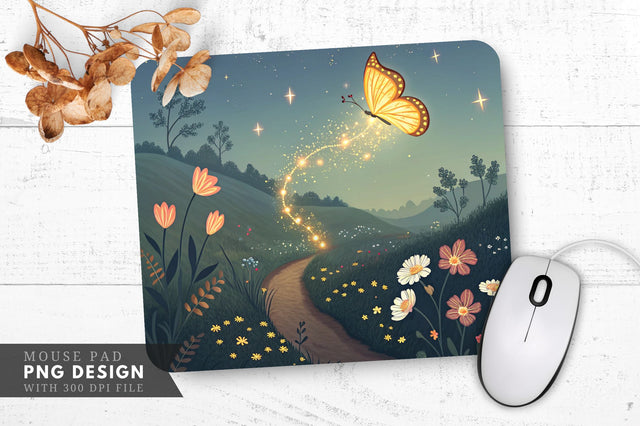 Whimsical Butterfly Paradise Mouse Pad Design Sublimation Regulrcrative 