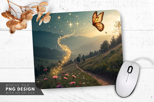 Whimsical Butterfly Paradise Mouse Pad PNG Sublimation Regulrcrative 