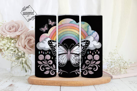 Whimsical Butterfly Rainbow 20oz Tumbler Sublimation sassyprint 