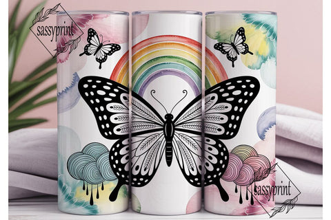 Whimsical Butterfly Rainbow 20oz Tumbler Sublimation sassyprint 