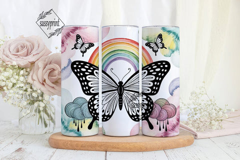 Whimsical Butterfly Rainbow 20oz Tumbler Sublimation sassyprint 