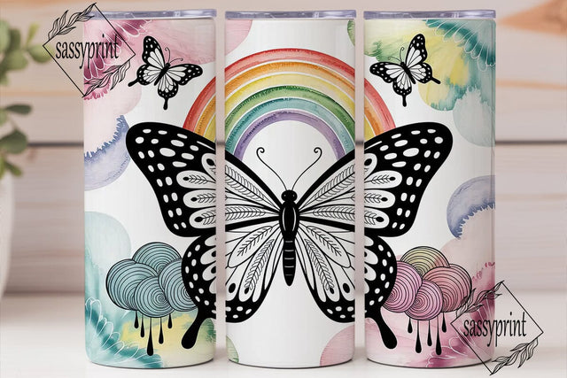 Whimsical Butterfly Rainbow 20oz Tumbler Sublimation sassyprint 