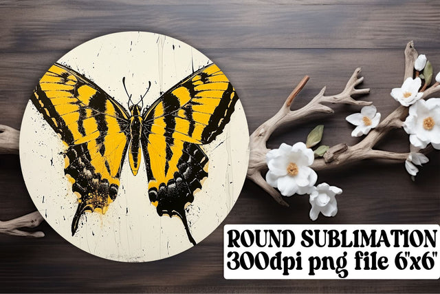 Whimsical Butterfly Sublimation Circle for Keychains & Car Accessories Sublimation afrosvg 