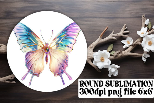Whimsical Butterfly Sublimation Circle for Keyrings and Car Drink Holders Sublimation afrosvg 