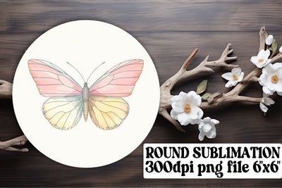 Whimsical Butterfly Sublimation Circle for Keyrings & Car Drink Coasters Sublimation afrosvg 
