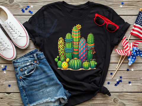 Whimsical Cactus Garden T-Shirt PNG, Cactus Garden, Whimsical Style, Nature Vibes, Desert Fashion, Sublimation PNG, Statement Shirt, Playful Apparel Sublimation ToriDesigns 