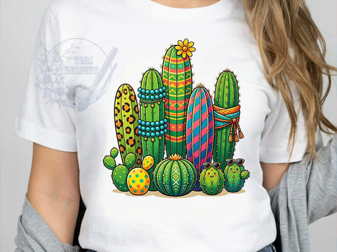 Whimsical Cactus Garden T-Shirt PNG, Cactus Garden, Whimsical Style, Nature Vibes, Desert Fashion, Sublimation PNG, Statement Shirt, Playful Apparel Sublimation ToriDesigns 