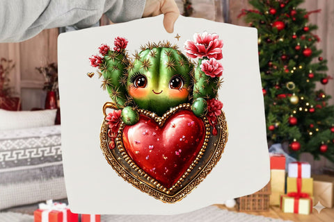 Whimsical Cactus Valentine Clipart Sublimation SVGArt 
