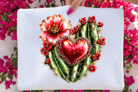 Whimsical Cactus Valentine Clipart Sublimation SVGArt 