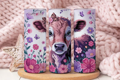 Whimsical Calf & Floral 20oz Tumbler Sublimation DesignSVG 