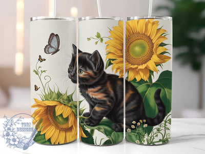 Whimsical Calico Butterfly Cat Tumbler, Butterfly Cat Tumbler, Cute Pet Wrap, Whimsical Cat Wrap, Artistic Butterfly Wrap, Sublimation Design, Trendy Gift Idea Sublimation ToriDesigns 
