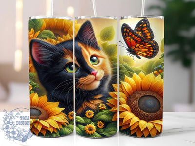 Whimsical Calico Butterfly Cat Tumbler, Butterfly Cat Tumbler, Cute Pet Wrap, Whimsical Cat Wrap, Artistic Butterfly Wrap, Sublimation Design, Trendy Gift Idea Sublimation ToriDesigns 