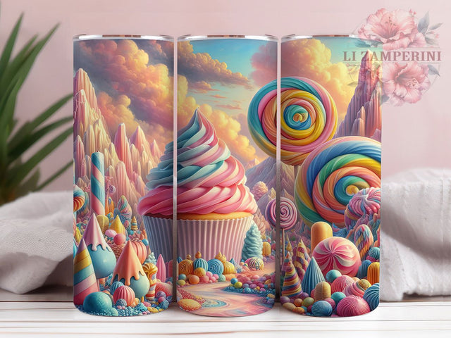 Whimsical Candy Land Christmas Tumbler, Colorful Holiday Wrap, 20Oz Skinny Tumbler, Whimsical Christmas Sublimation, Sweet Candy Design, Fun Festive Tumbler, Bright Holiday Wrap Sublimation Li Zamperini 
