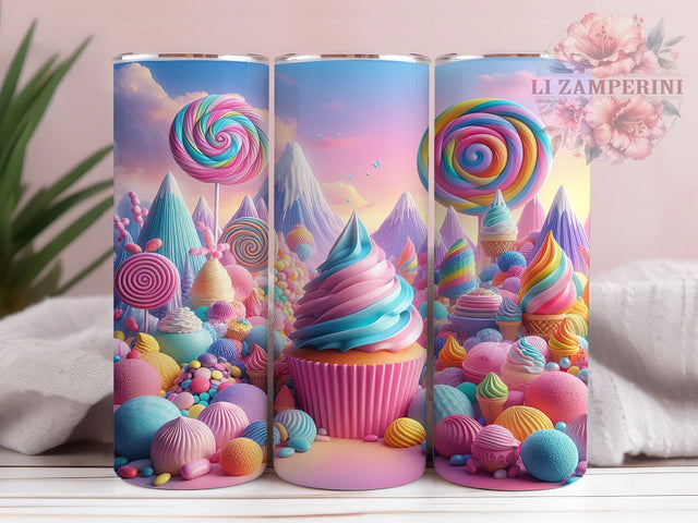 Whimsical Candy Land Christmas Tumbler, Colorful Holiday Wrap, 20Oz Skinny Tumbler, Whimsical Christmas Sublimation, Sweet Candy Design, Fun Festive Tumbler, Bright Holiday Wrap Sublimation Li Zamperini 