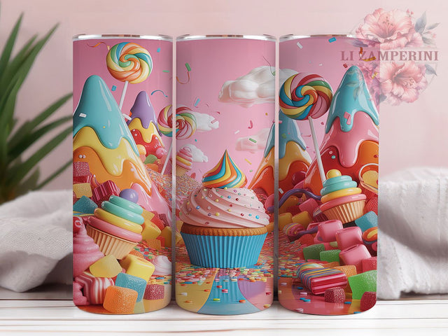 Whimsical Candy Land Christmas Tumbler, Colorful Holiday Wrap, 20Oz Skinny Tumbler, Whimsical Christmas Sublimation, Sweet Candy Design, Fun Festive Tumbler, Bright Holiday Wrap Sublimation Li Zamperini 