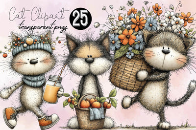 Whimsical Cat Clipart Sublimation SVGArt 