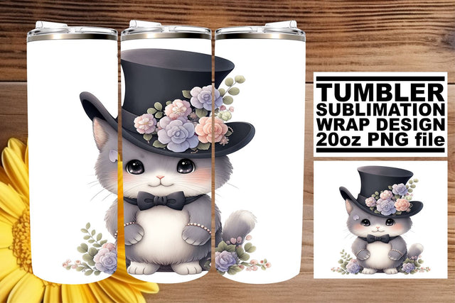 Whimsical Cat Design Tumbler Wrap Sublimation afrosvg 