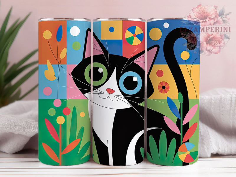 Whimsical Cat Succulent Tumbler, Cute Cat Tumbler, Colorful Cat Wrap, Whimsical Cat Wrap, Succulent Floral Wrap, Sublimation Design, Trendy Gift Idea Sublimation Li Zamperini 