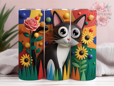 Whimsical Cat Succulent Tumbler, Cute Cat Tumbler, Colorful Cat Wrap, Whimsical Cat Wrap, Succulent Floral Wrap, Sublimation Design, Trendy Gift Idea Sublimation Li Zamperini 