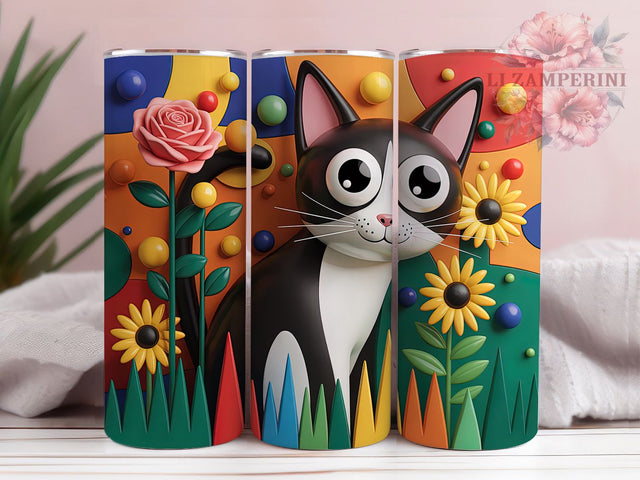 Whimsical Cat Succulent Tumbler, Cute Cat Tumbler, Colorful Cat Wrap, Whimsical Cat Wrap, Succulent Floral Wrap, Sublimation Design, Trendy Gift Idea Sublimation Li Zamperini 