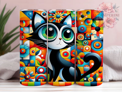 Whimsical Cat Succulent Tumbler, Cute Cat Tumbler, Colorful Cat Wrap, Whimsical Cat Wrap, Succulent Floral Wrap, Sublimation Design, Trendy Gift Idea Sublimation Li Zamperini 