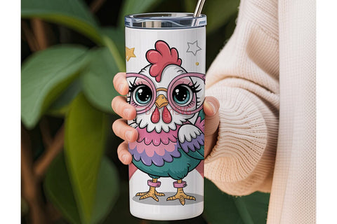 Whimsical Chicken 20oz Tumbler Design Sublimation DesignSVG 
