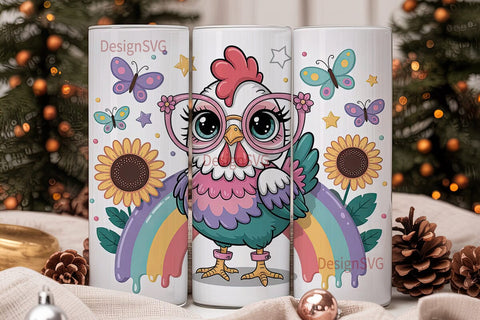 Whimsical Chicken 20oz Tumbler Design Sublimation DesignSVG 