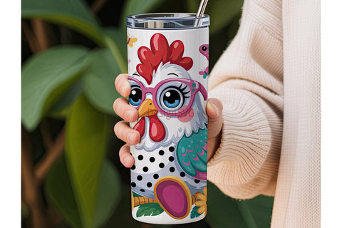 Whimsical Chicken 20oz Tumbler Wrap Sublimation DesignSVG 