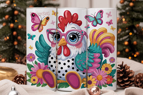 Whimsical Chicken 20oz Tumbler Wrap Sublimation DesignSVG 