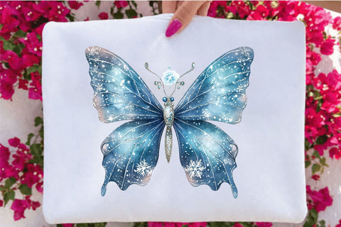 Whimsical Christmas Butterfly Clipart. Sublimation SVGArt 