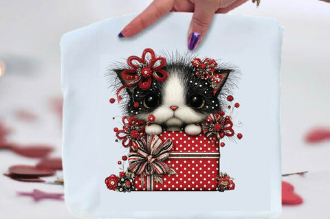 Whimsical Christmas Cat Clipart Bundle. Sublimation SVGArt 