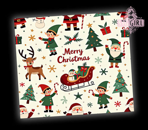 Whimsical Christmas Cheer 20oz Tumbler Wrap, Merry Christmas, Whimsical Christmas, 20oz Tumbler, Holiday Gift, Christmas Cheer, Festive Tumbler Sublimation SvggirlplusArt 