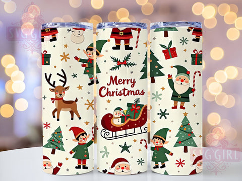 Whimsical Christmas Cheer 20oz Tumbler Wrap, Merry Christmas, Whimsical Christmas, 20oz Tumbler, Holiday Gift, Christmas Cheer, Festive Tumbler Sublimation SvggirlplusArt 