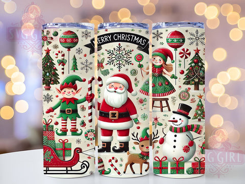 Whimsical Christmas Cheer 20oz Tumbler Wrap, Merry Christmas, Whimsical Christmas, 20oz Tumbler, Holiday Gift, Christmas Cheer, Festive Tumbler Sublimation SvggirlplusArt 