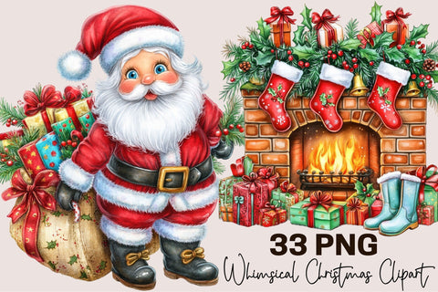 Whimsical Christmas Clipart PNG Bundle Sublimation SVGArt 