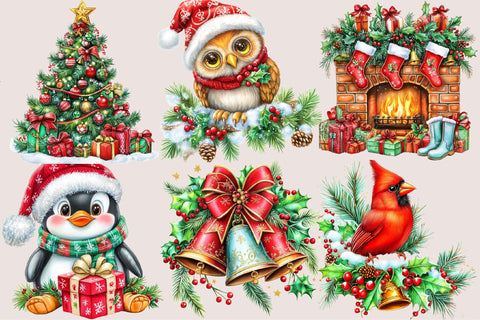 Whimsical Christmas Clipart PNG Bundle Sublimation SVGArt 