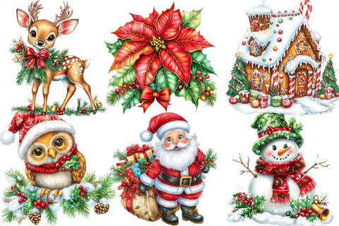 Whimsical Christmas Clipart PNG Bundle Sublimation SVGArt 