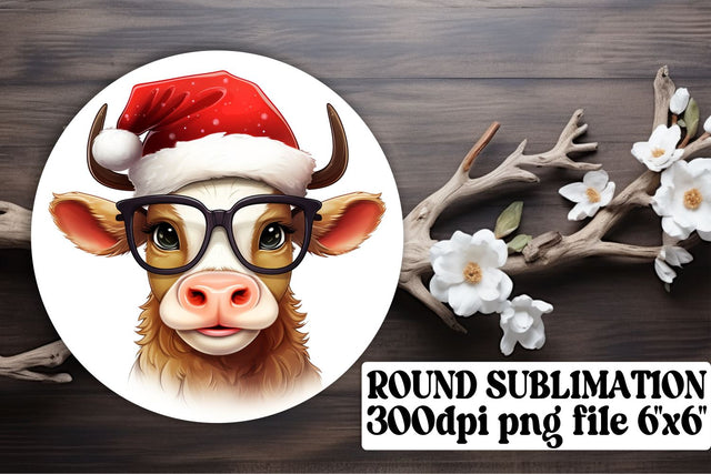 Whimsical Christmas Cow Decor - Sublimation Circle Elegance Sublimation afrosvg 