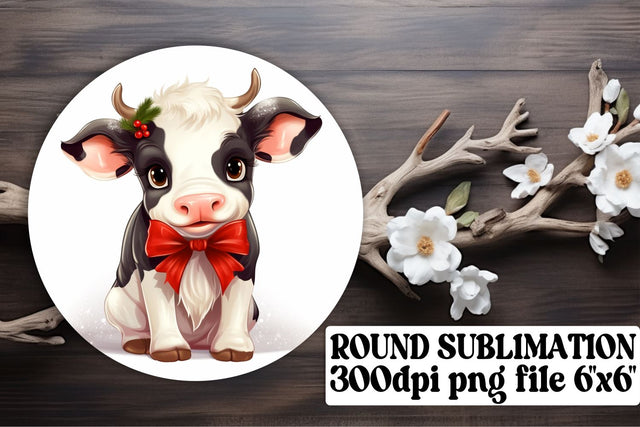 Whimsical Christmas Cows - Winter Sublimation Circle Sublimation afrosvg 
