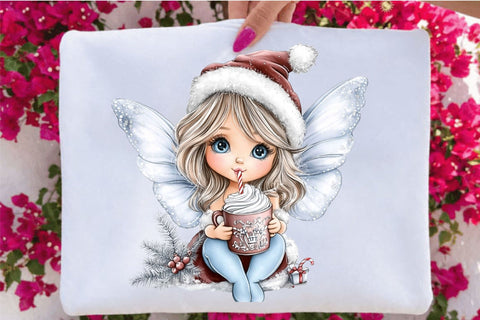 Whimsical Christmas Fairy Clipart Bundle. Sublimation SVGArt 