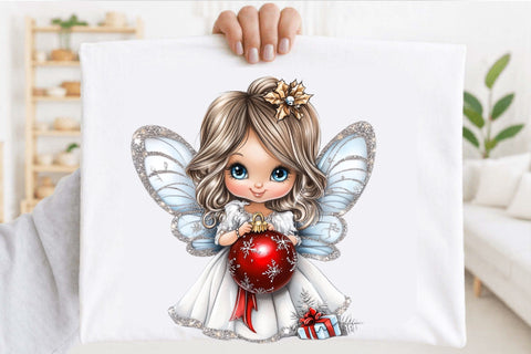 Whimsical Christmas Fairy Clipart Bundle. Sublimation SVGArt 