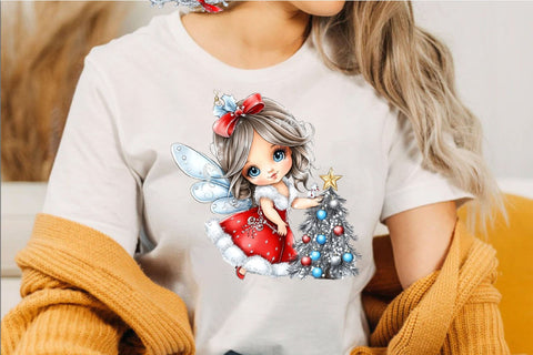 Whimsical Christmas Fairy Clipart Bundle. Sublimation SVGArt 