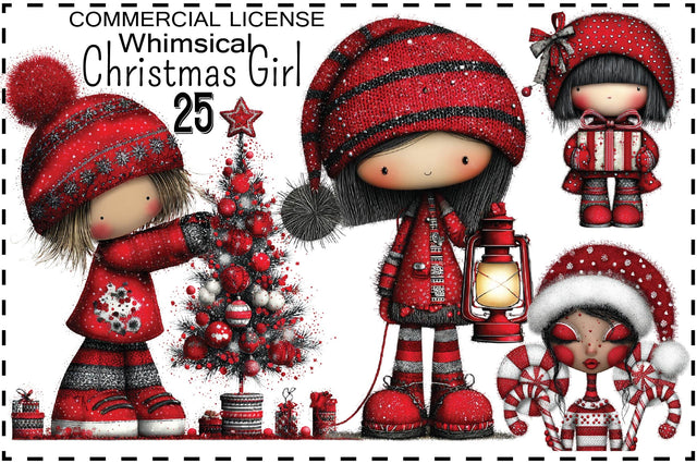 Whimsical Christmas Girl Clipart Sublimation SVGArt 