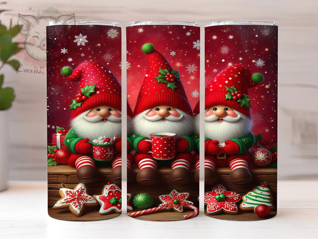 Whimsical Christmas Gnome Tumbler, Holiday Gnome Wrap, Festive Gnome Sublimation, Cute Winter Cup, 20Oz Skinny Tumbler Wrap, Whimsical Christmas Mug, Nordic Holiday Design Sublimation Lara' s Designs 