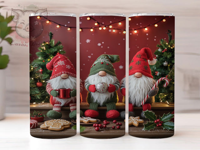 Whimsical Christmas Gnome Tumbler, Holiday Gnome Wrap, Festive Gnome Sublimation, Cute Winter Cup, 20Oz Skinny Tumbler Wrap, Whimsical Christmas Mug, Nordic Holiday Design Sublimation Lara' s Designs 