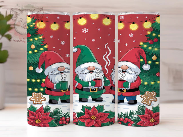 Whimsical Christmas Gnome Tumbler, Holiday Gnome Wrap, Festive Gnome Sublimation, Cute Winter Cup, 20Oz Skinny Tumbler Wrap, Whimsical Christmas Mug, Nordic Holiday Design Sublimation Lara' s Designs 