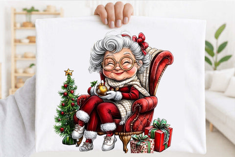 Whimsical Christmas Grandma Clipart PNG Bundle. Sublimation SVGArt 
