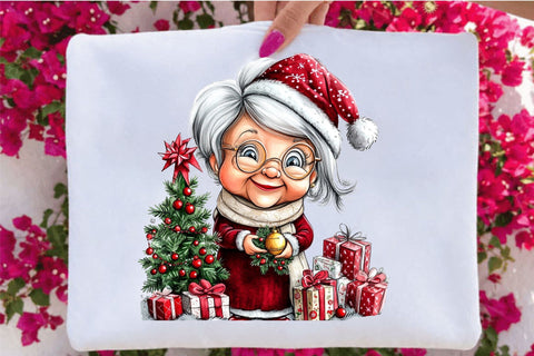 Whimsical Christmas Grandma Clipart PNG Bundle. Sublimation SVGArt 